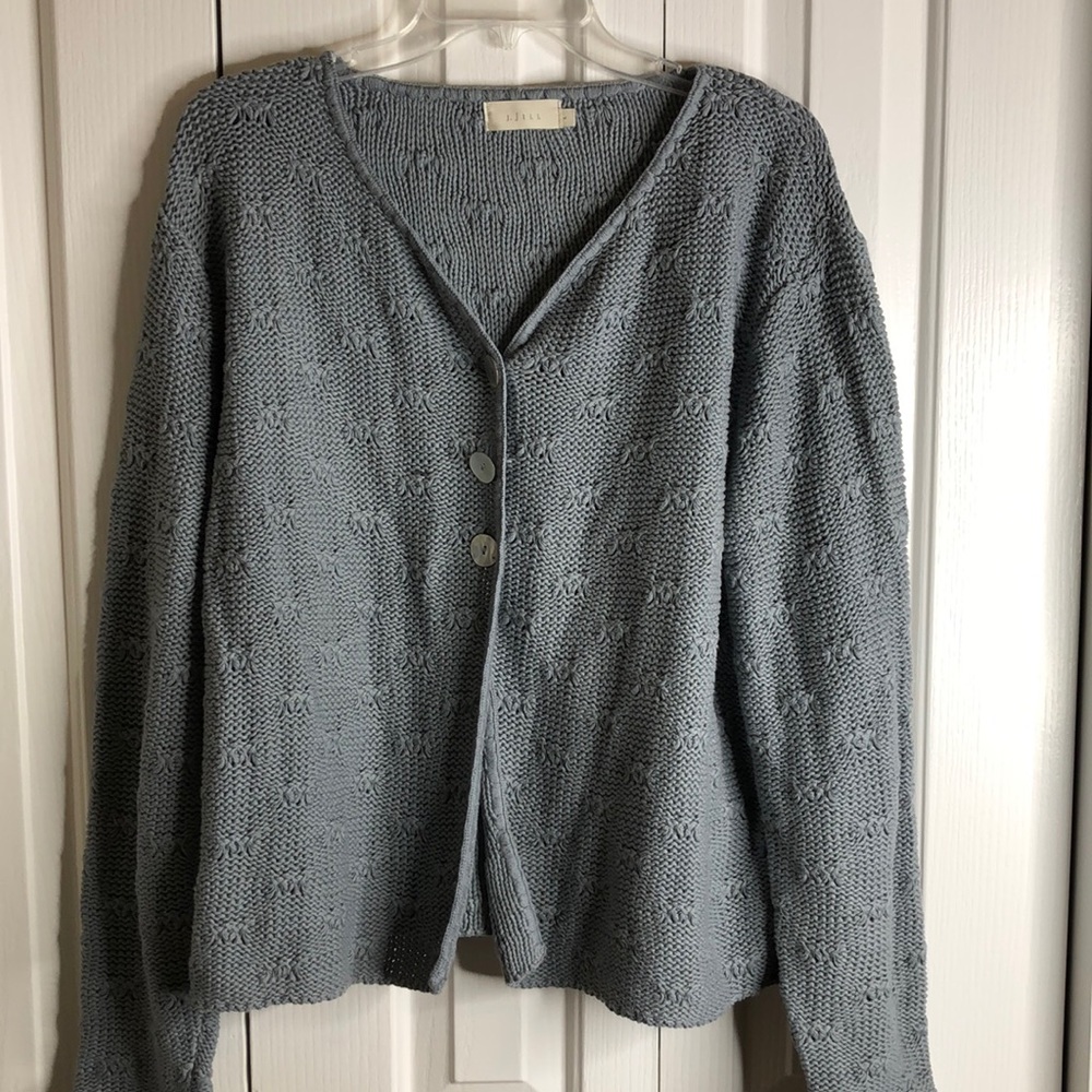 J Jill size L pretty blue cardigan pearlize button